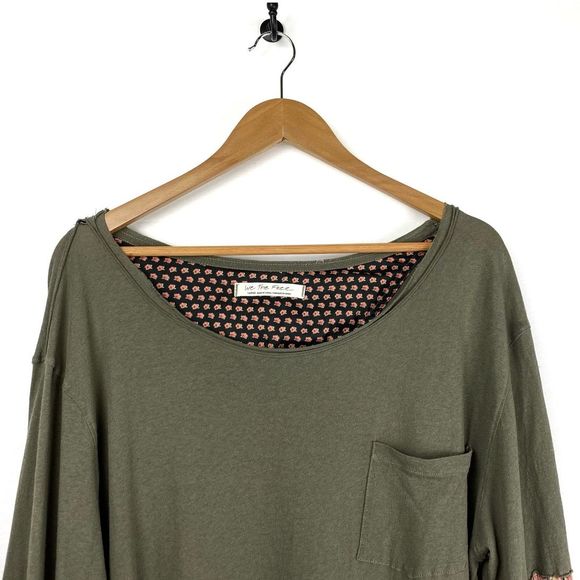 Free People Jade Peasant Sleeve Green Boho Large - Picture 6 of 12